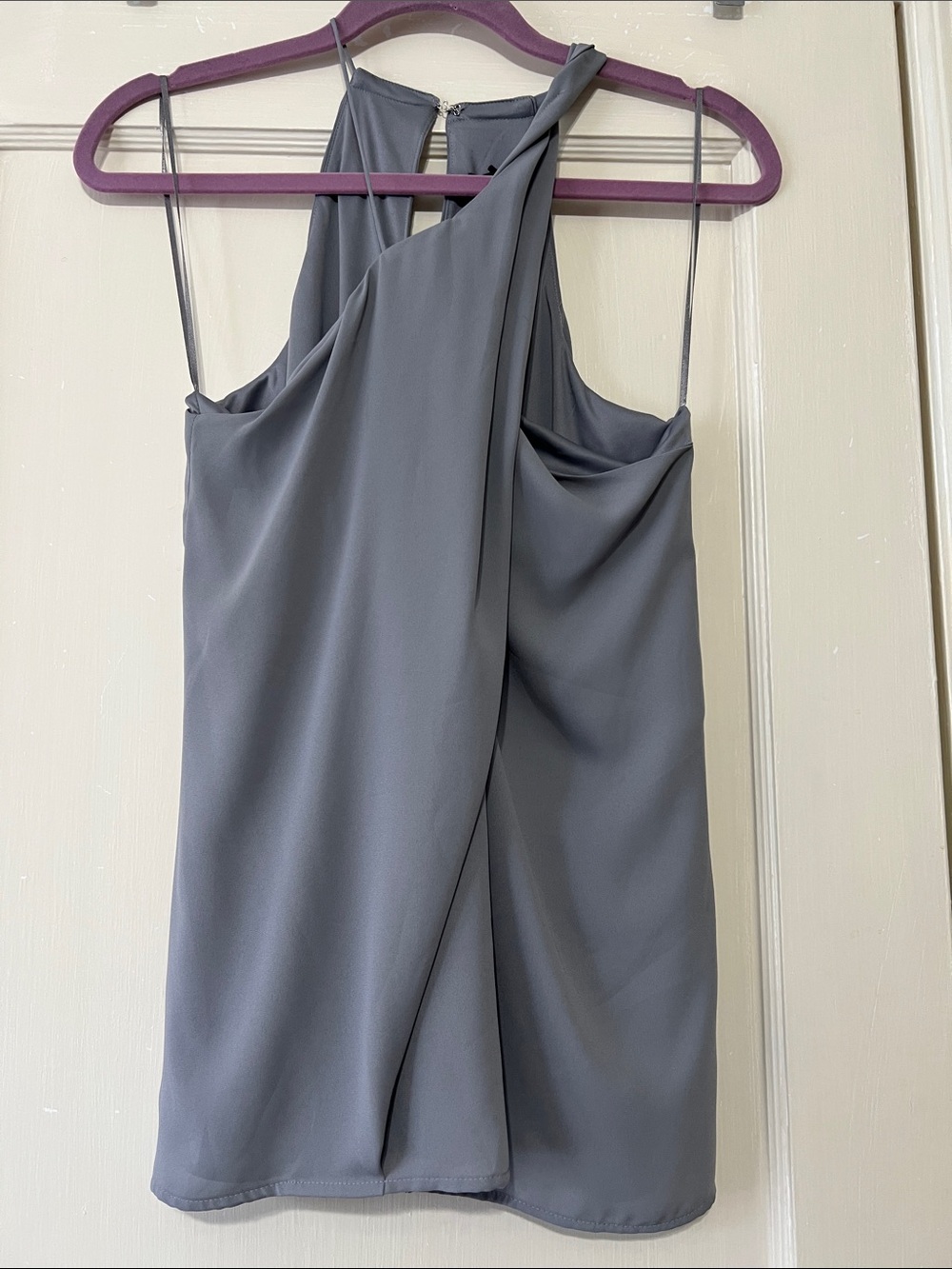 Express silky Gray Sleeveless Draped Women’s top